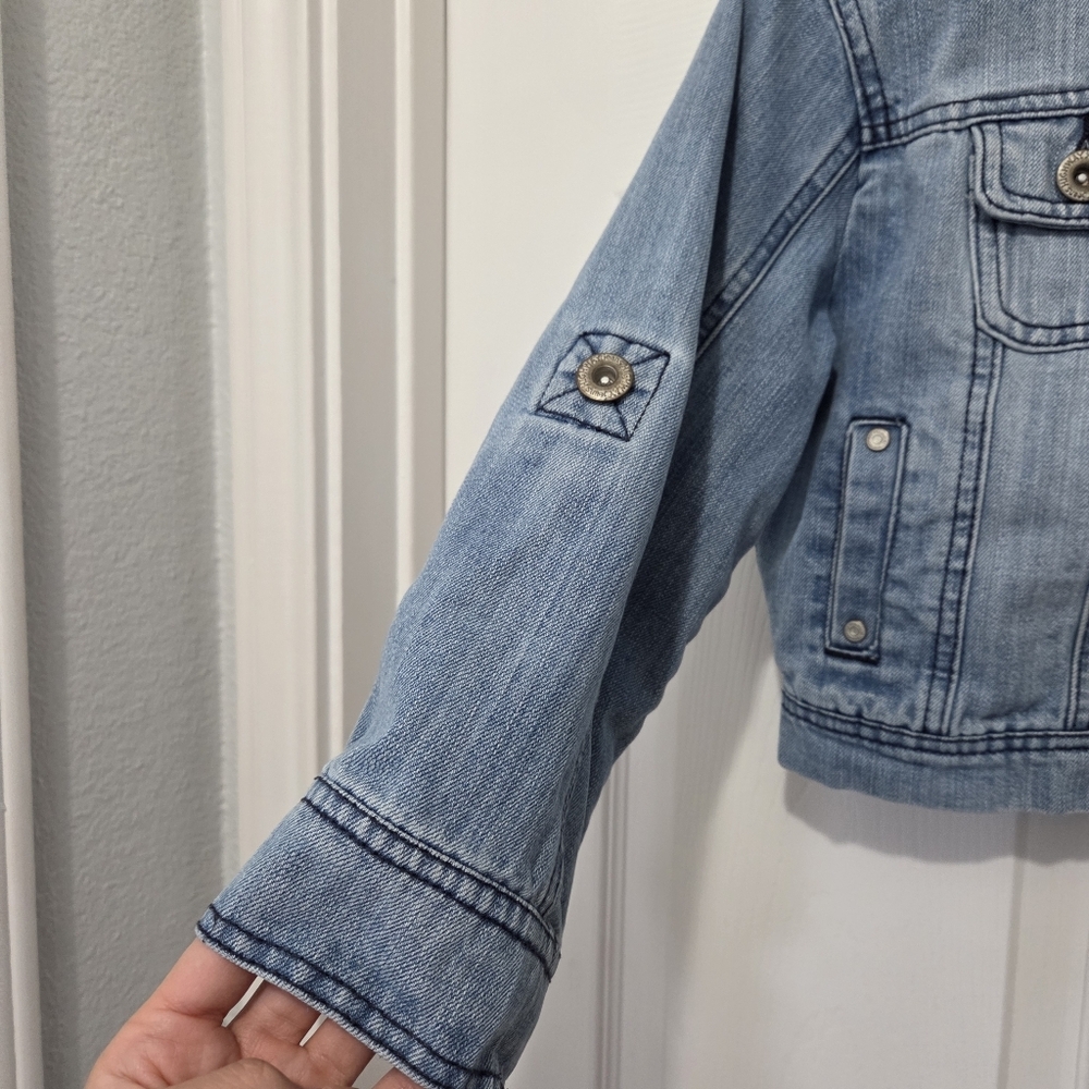 Highway Jeans Girls Medium Wash Cropped Denim jacket Size Small - Picture 6 of 11